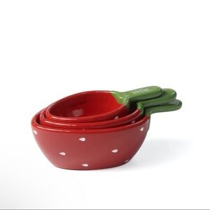 New Target Bullseye Playground Strawberry Ceramic Measuring Cups, Red